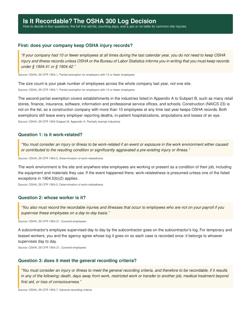 Incident Report Kit: Guide: is it recordable?