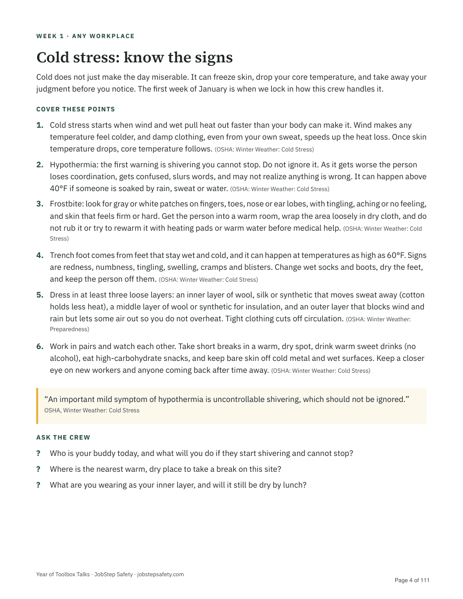Year of Toolbox Talks: Page 1: the talk